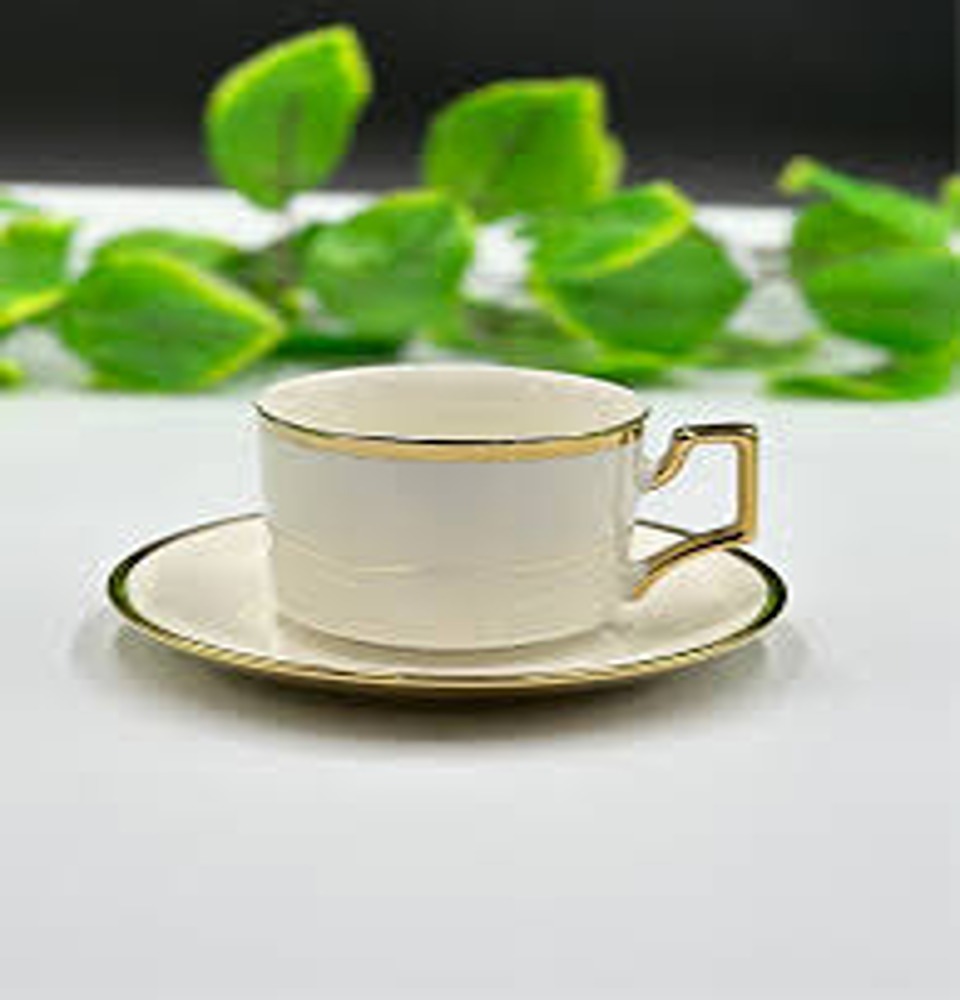 Cup Saucer Set Bone Golden